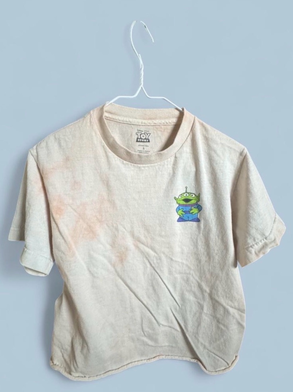 Disney Toy Story Y2K Graphic Crop Tee Women’s Small Pink Pizza Planet